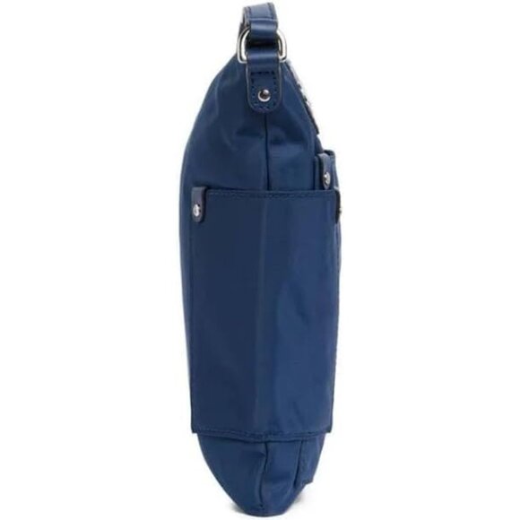 Preppy Crossbody Bag Nylon Lined Azure Blue Zipper Adjustable Strap - Picture 3 of 4